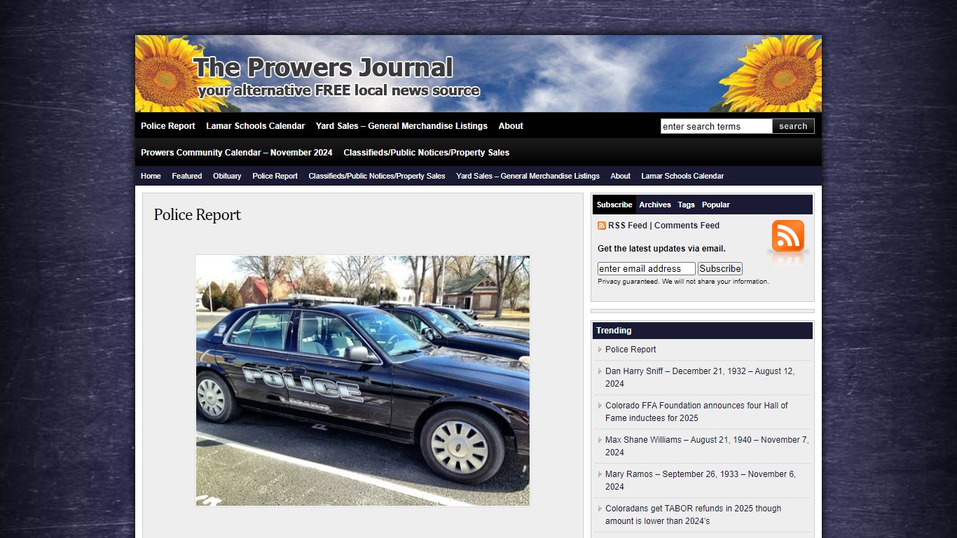 Police Report - The Prowers Journal