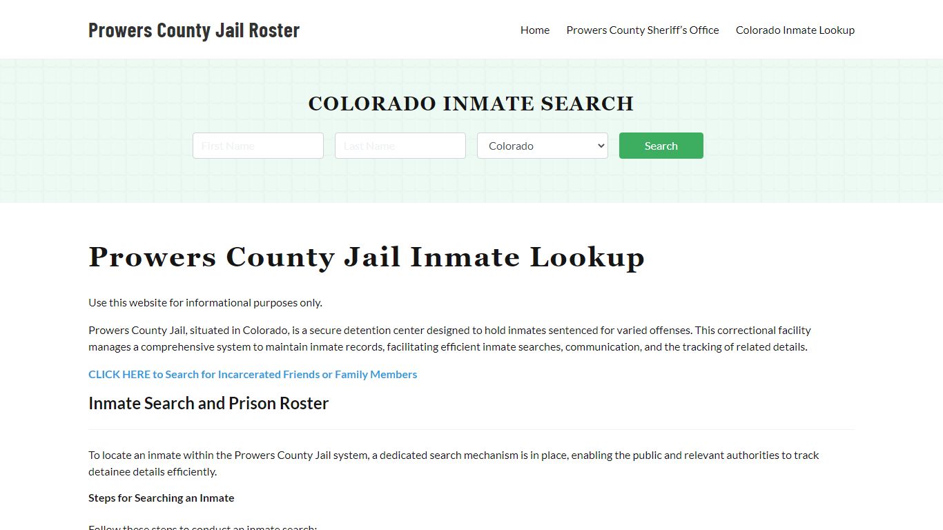 Prowers County Jail Roster Lookup, CO, Inmate Search