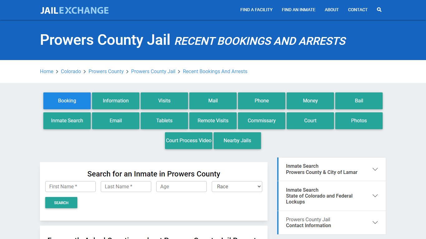 Prowers County Jail Recent Bookings And Arrests - Jail Exchange